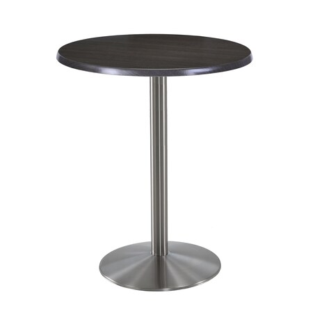 Holland Bar Stool Co 42" Tall OD214 Stainless Steel Table Base 22" Diameter 30" Diameter Charcoal Top OD214-2242SSOD30RChar